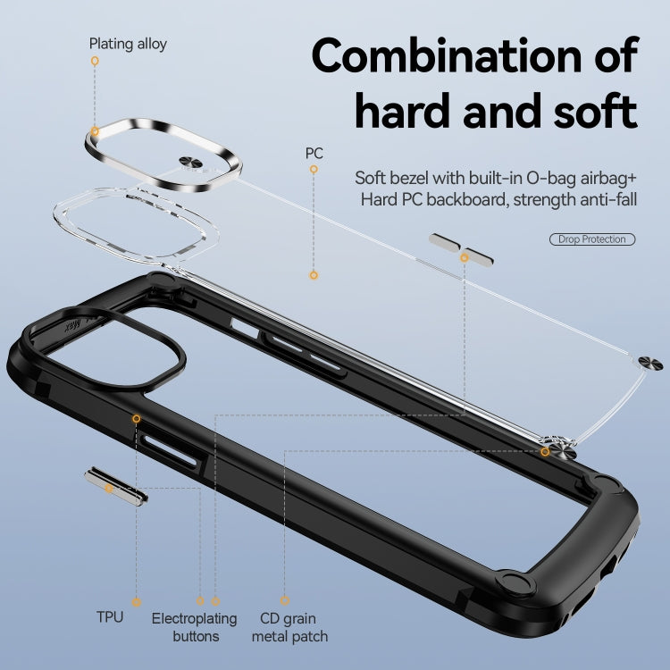 For iPhone 15 TPU + PC Lens Protection Phone Case(Black)