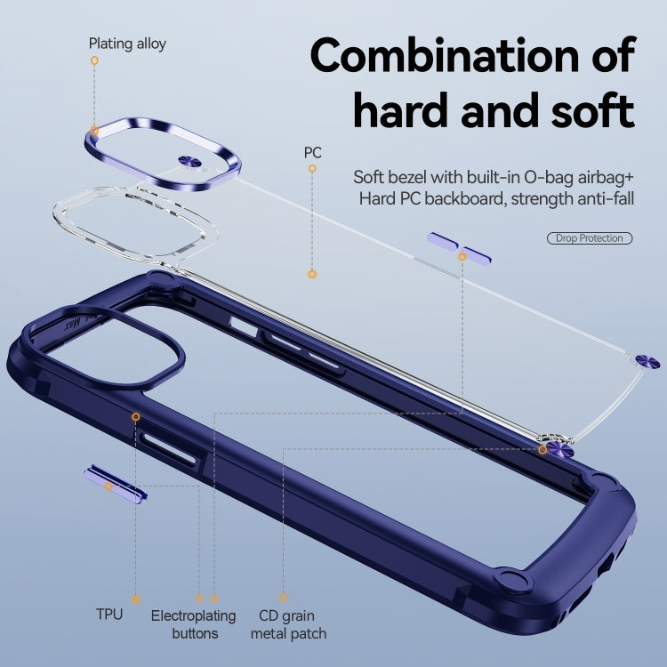 For iPhone 15 TPU + PC Lens Protection Phone Case(Blue)