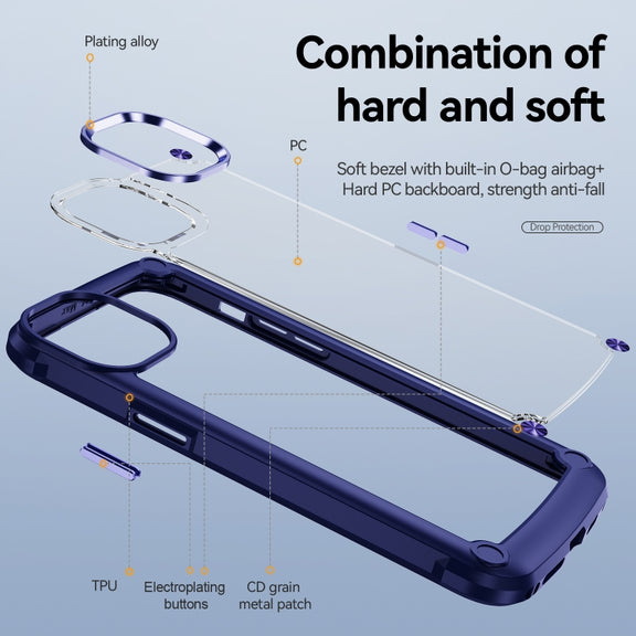 For iPhone 15 TPU + PC Lens Protection Phone Case(Blue)