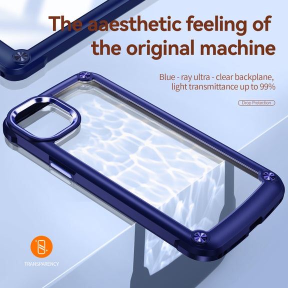 For iPhone 15 TPU + PC Lens Protection Phone Case(Blue)