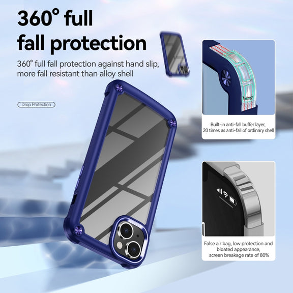 For iPhone 15 TPU + PC Lens Protection Phone Case(Blue)
