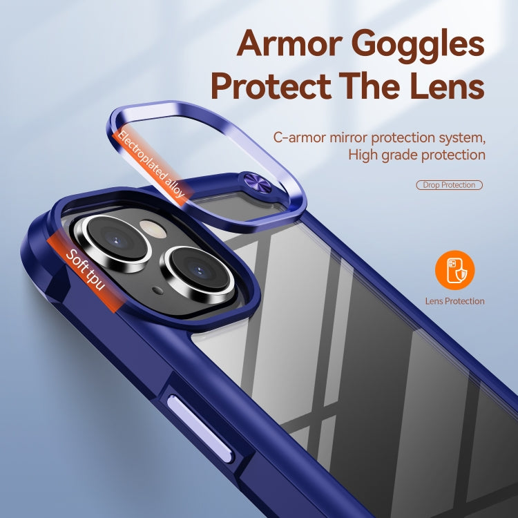 For iPhone 15 TPU + PC Lens Protection Phone Case(Blue)