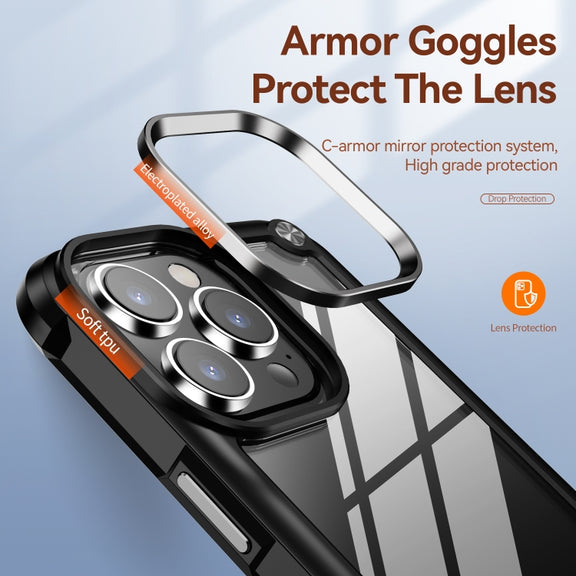 For iPhone 15 Pro TPU + PC Lens Protection Phone Case(Black)