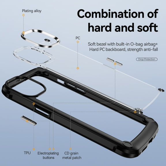 For iPhone 15 Plus TPU + PC Lens Protection Phone Case(Black)