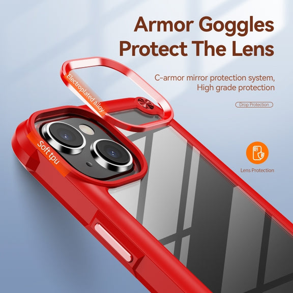 For iPhone 15 Plus TPU + PC Lens Protection Phone Case(Red)
