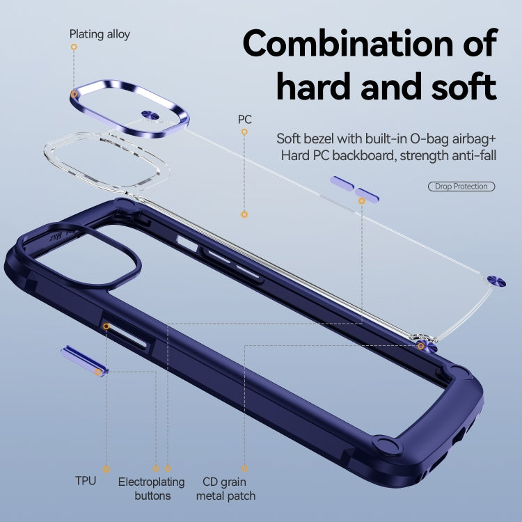 For iPhone 15 Pro Max TPU + PC Lens Protection Phone Case(Blue)
