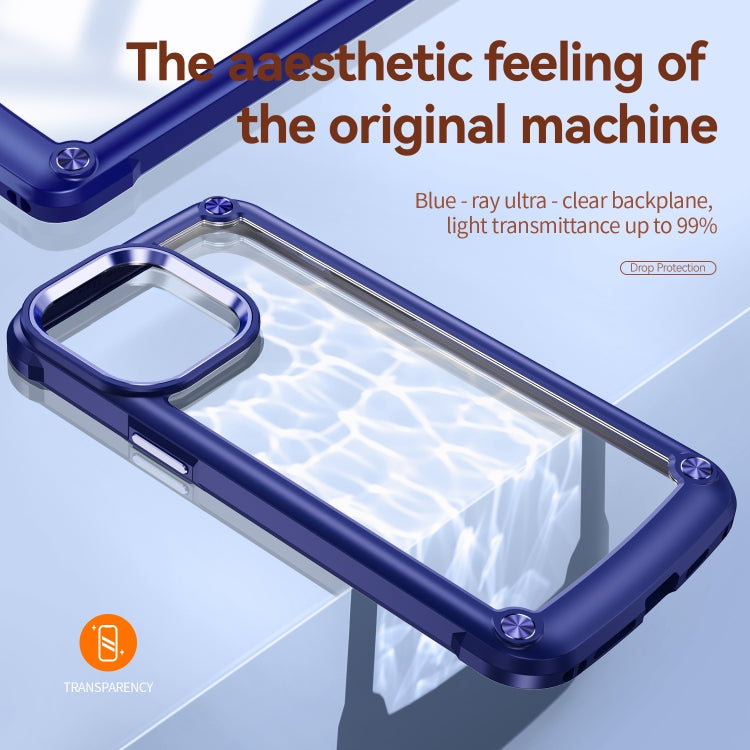 For iPhone 15 Pro Max TPU + PC Lens Protection Phone Case(Blue)