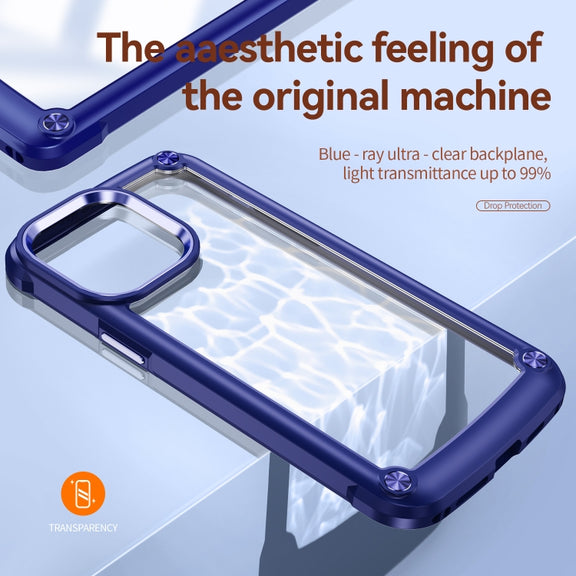 For iPhone 15 Pro Max TPU + PC Lens Protection Phone Case(Blue)