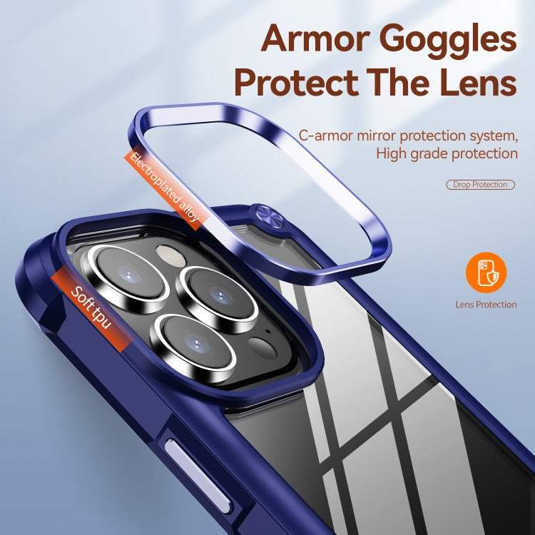 For iPhone 15 Pro Max TPU + PC Lens Protection Phone Case(Blue)