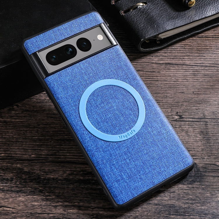 For Google Pixel 8 Pro Magsafe Magnetic Ring Cloth Texture Phone Case(Blue)
