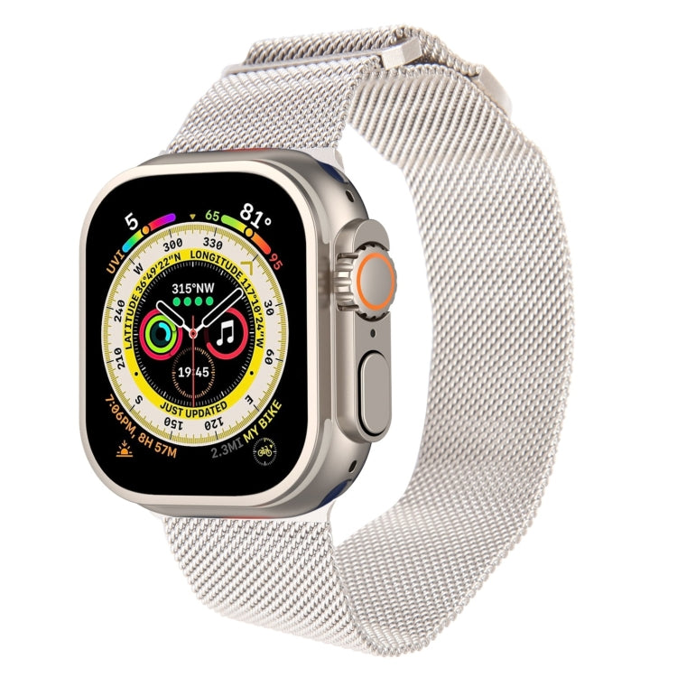 For Apple Watch Ultra 49mm Milanese Metal Magnetic Watch Band(Starlight)