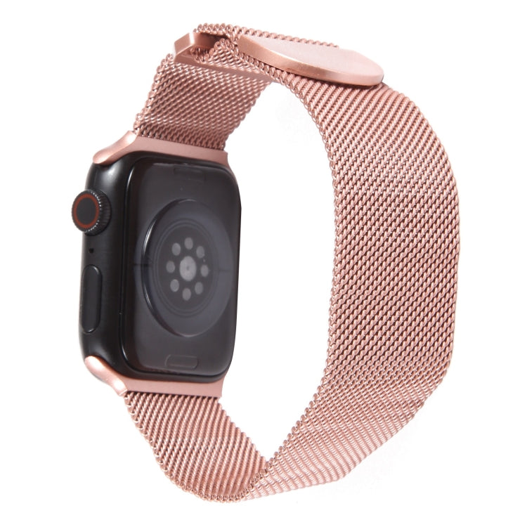 For Apple Watch 7 45mm Milanese Metal Magnetic Watch Band(Pink)