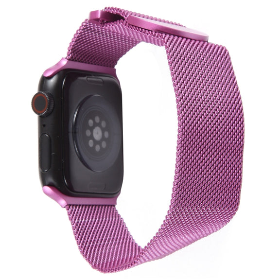 For Apple Watch 42mm Milanese Metal Magnetic Watch Band(Purple)