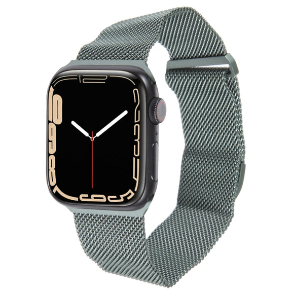 For Apple Watch 42mm Milanese Metal Magnetic Watch Band(Pine Green)