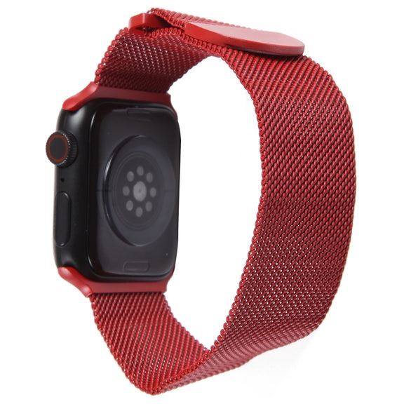 For Apple Watch 38mm Milanese Metal Magnetic Watch Band(Red)