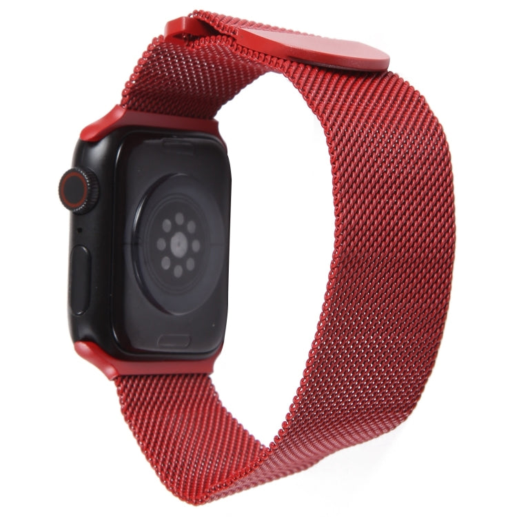 For Apple Watch 38mm Milanese Metal Magnetic Watch Band(Red)
