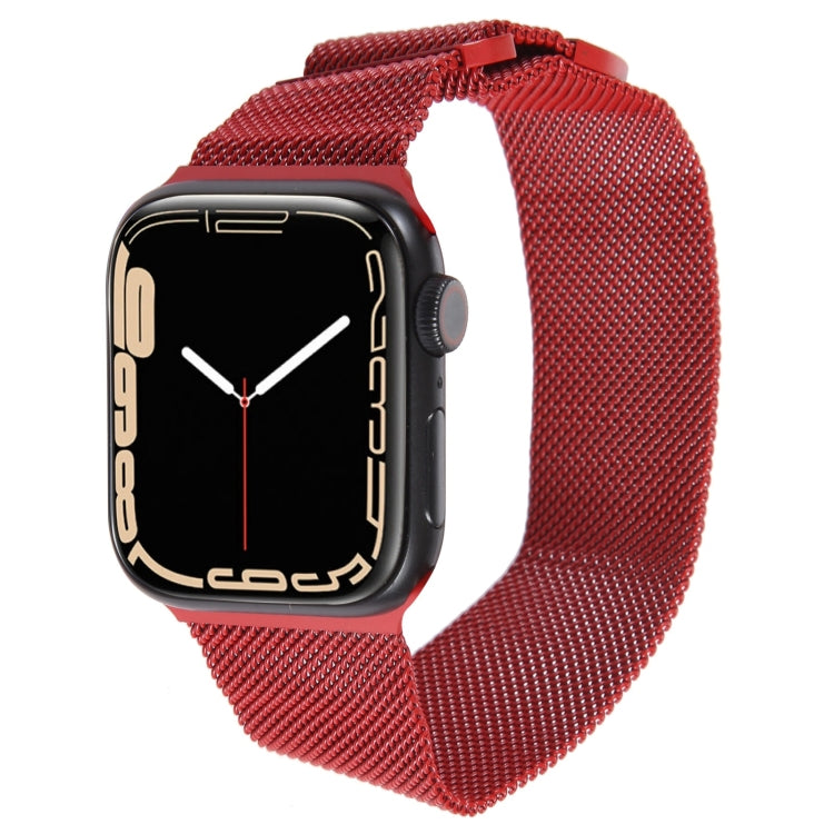 For Apple Watch 38mm Milanese Metal Magnetic Watch Band(Red)