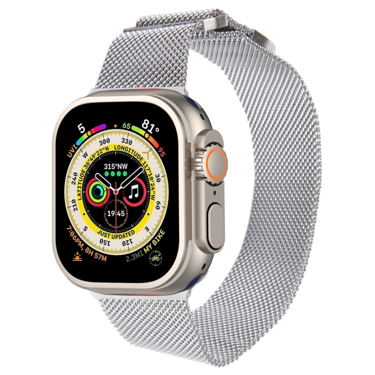 For Apple Watch 9 45mm Milanese Metal Magnetic Watch Band(Silver)
