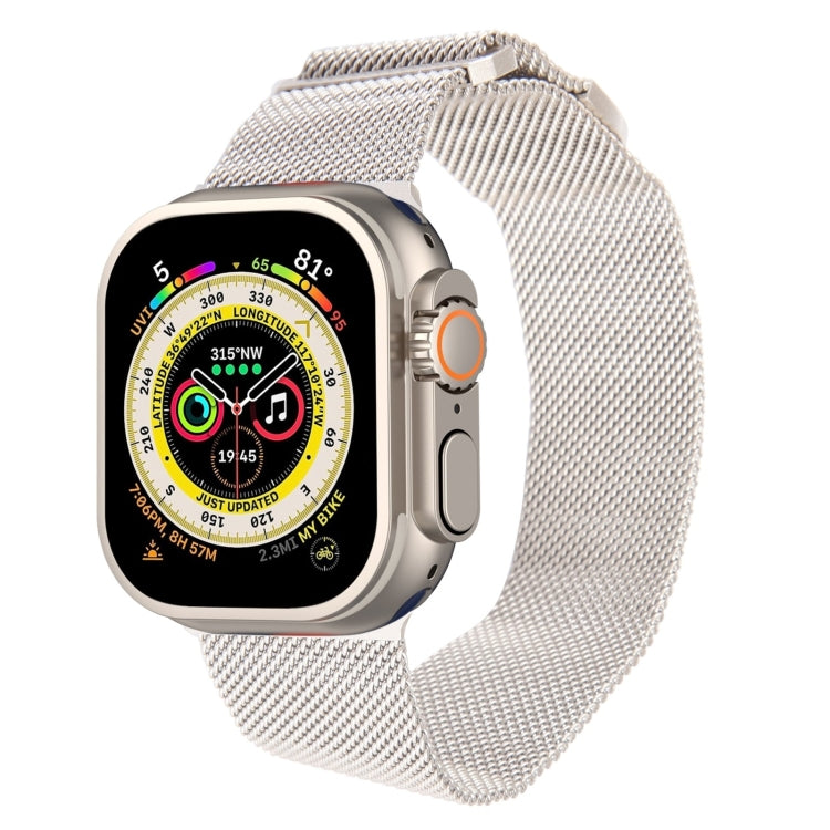 For Apple Watch 9 45mm Milanese Metal Magnetic Watch Band(Starlight)