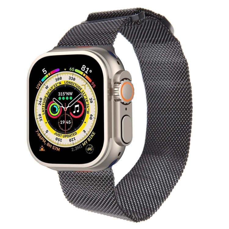 For Apple Watch 9 45mm Milanese Metal Magnetic Watch Band(Black)