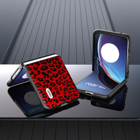 For Motorola Razr 40 Ultra ABEEL Black Edge Leopard Phone Case(Red Leopard)