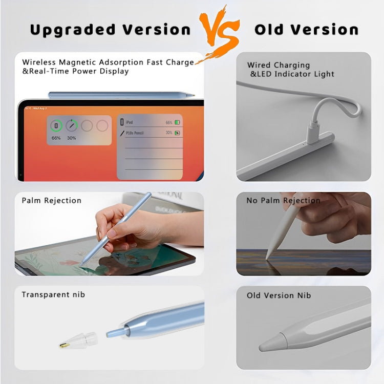 P10s Transparent Case Wireless Charging Stylus Pen for iPad 2018 or Later(Pink)