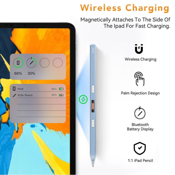 P10s Transparent Case Wireless Charging Stylus Pen for iPad 2018 or Later(Pink)