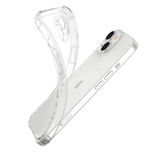 For iPhone 15 Four-Corner Shockproof Clear TPU Phone Case(Transparent)