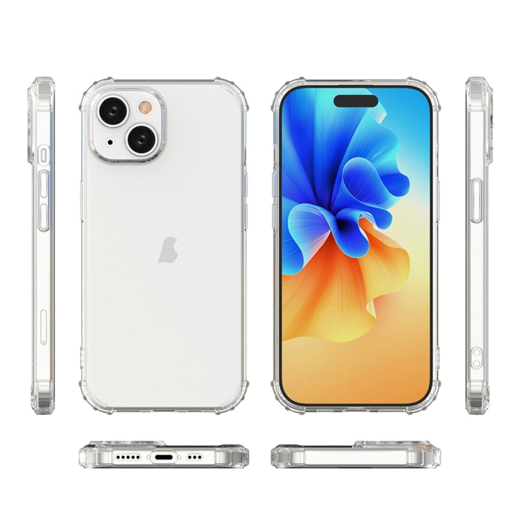 For iPhone 15 Four-Corner Shockproof Clear TPU Phone Case(Transparent)