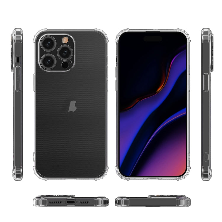 For iPhone 15 Pro Max Four-Corner Shockproof Clear TPU Phone Case(Transparent)