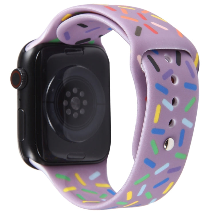 Rainbow Raindrops Silicone Watch Band For Apple Watch 8 41mm(Light Purple)