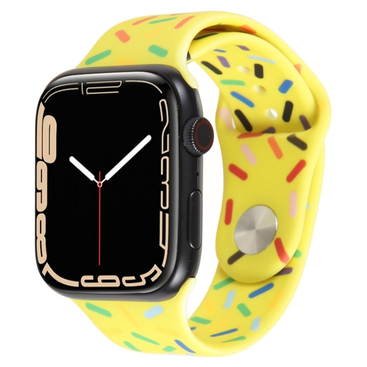 Rainbow Raindrops Silicone Watch Band For Apple Watch 8 41mm(Yellow)