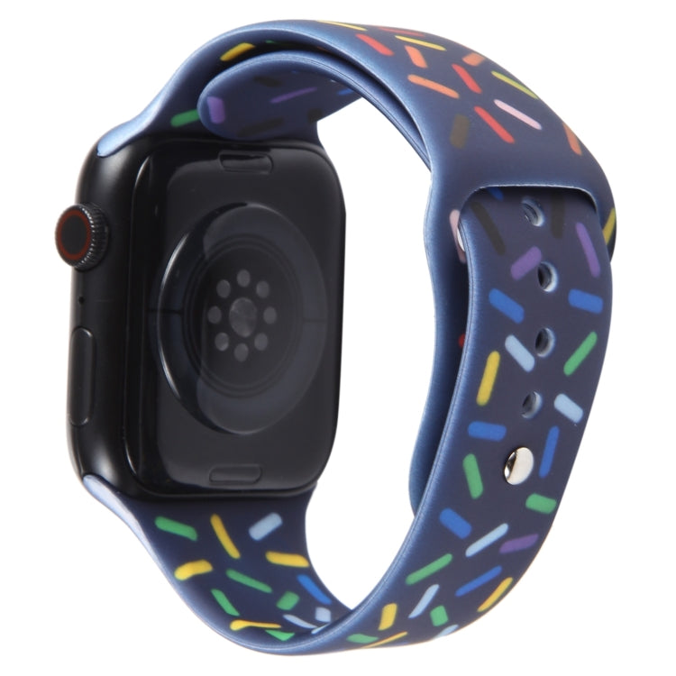 Rainbow Raindrops Silicone Watch Band For Apple Watch 8 41mm(Midnight)