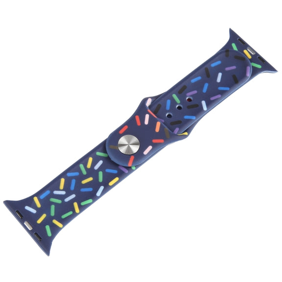 Rainbow Raindrops Silicone Watch Band For Apple Watch 7 41mm(Midnight)