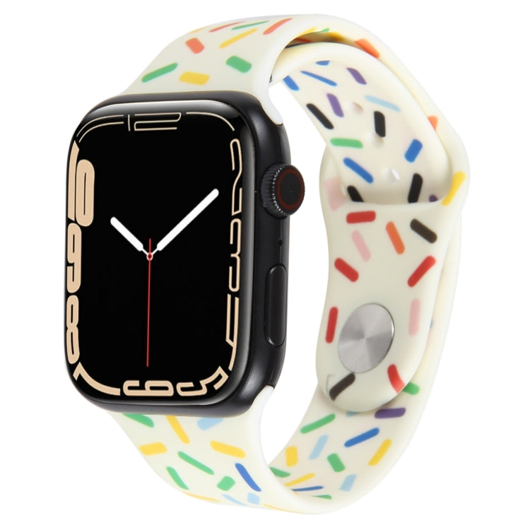 Rainbow Raindrops Silicone Watch Band For Apple Watch 7 41mm(Beige)