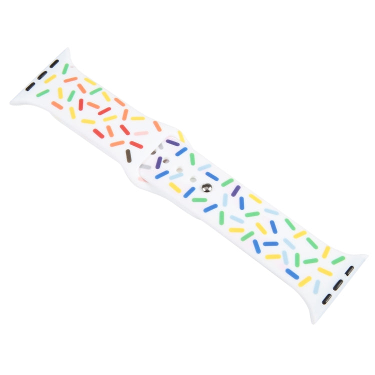 Rainbow Raindrops Silicone Watch Band For Apple Watch 7 45mm(White)