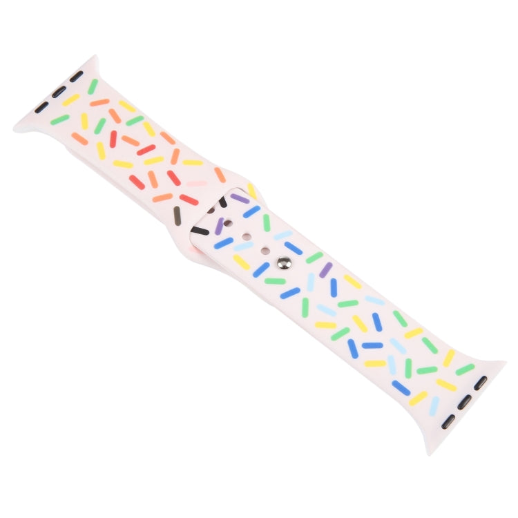Rainbow Raindrops Silicone Watch Band For Apple Watch SE 2022 44mm(Pink)