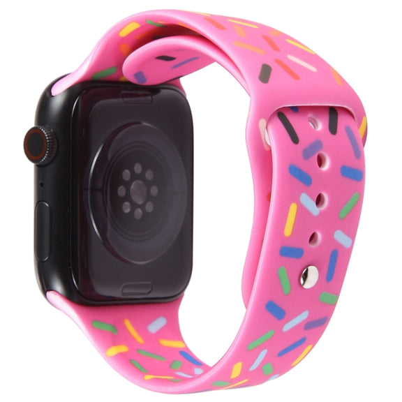 Rainbow Raindrops Silicone Watch Band For Apple Watch SE 2022 44mm(Rose Red)