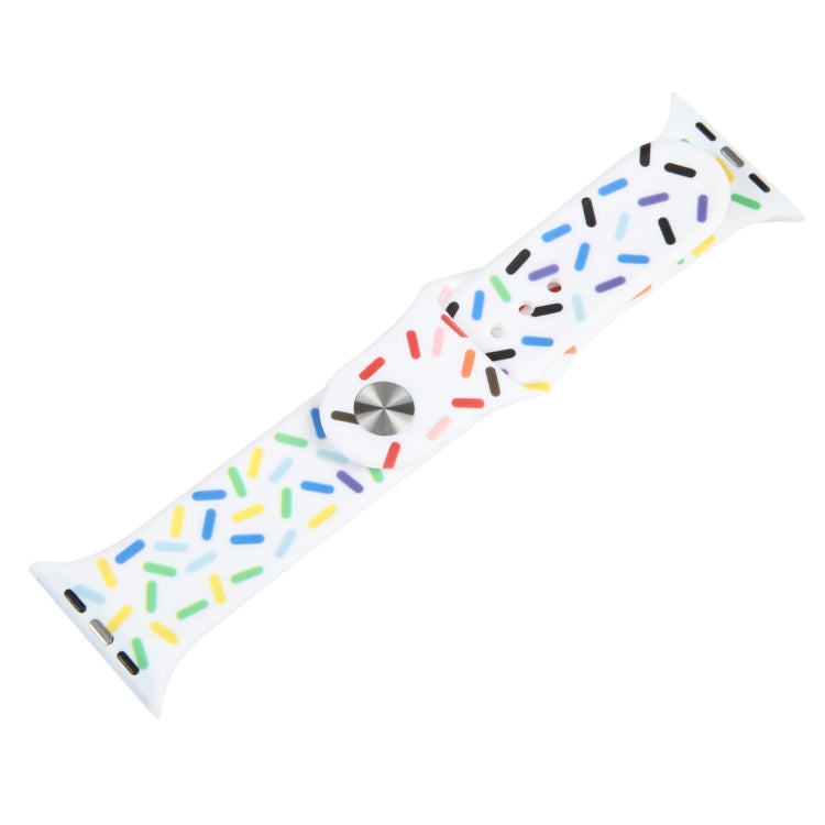 Rainbow Raindrops Silicone Watch Band For Apple Watch SE 44mm(White)