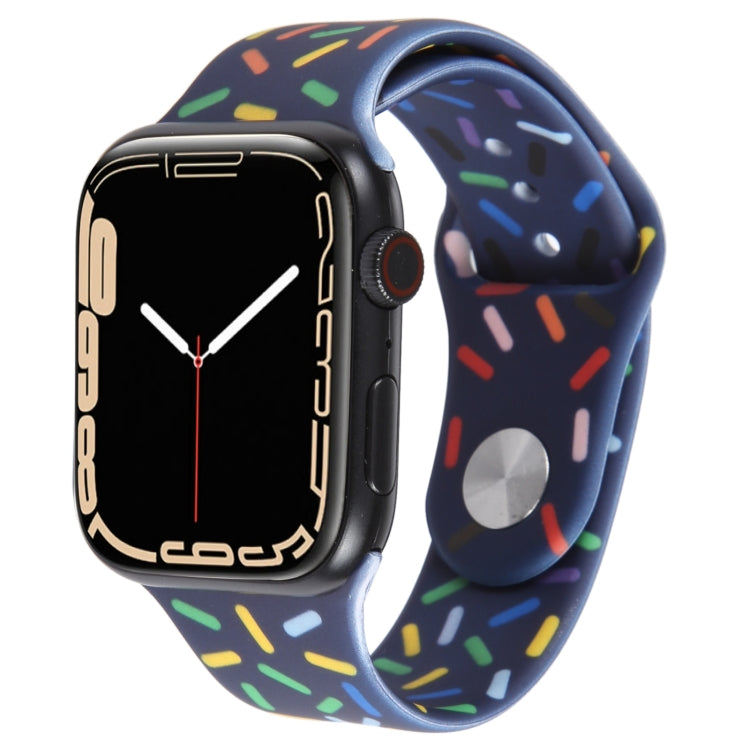 Rainbow Raindrops Silicone Watch Band For Apple Watch 6 44mm(Midnight)
