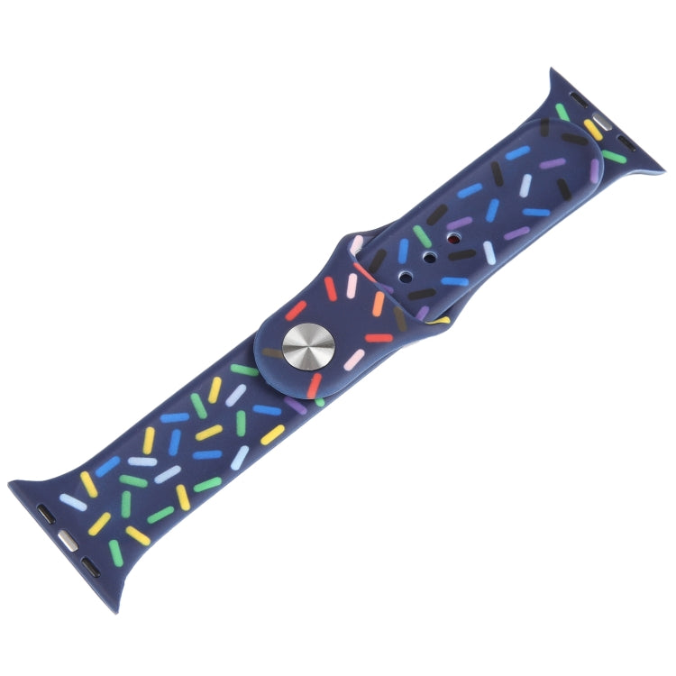 Rainbow Raindrops Silicone Watch Band For Apple Watch 6 44mm(Midnight)