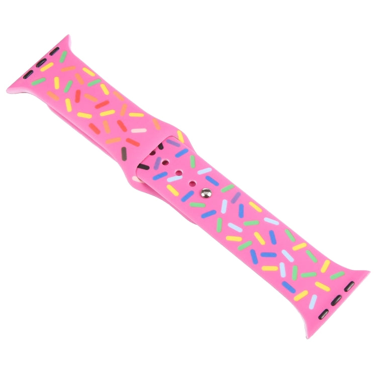 Rainbow Raindrops Silicone Watch Band For Apple Watch 5 44mm(Rose Red)