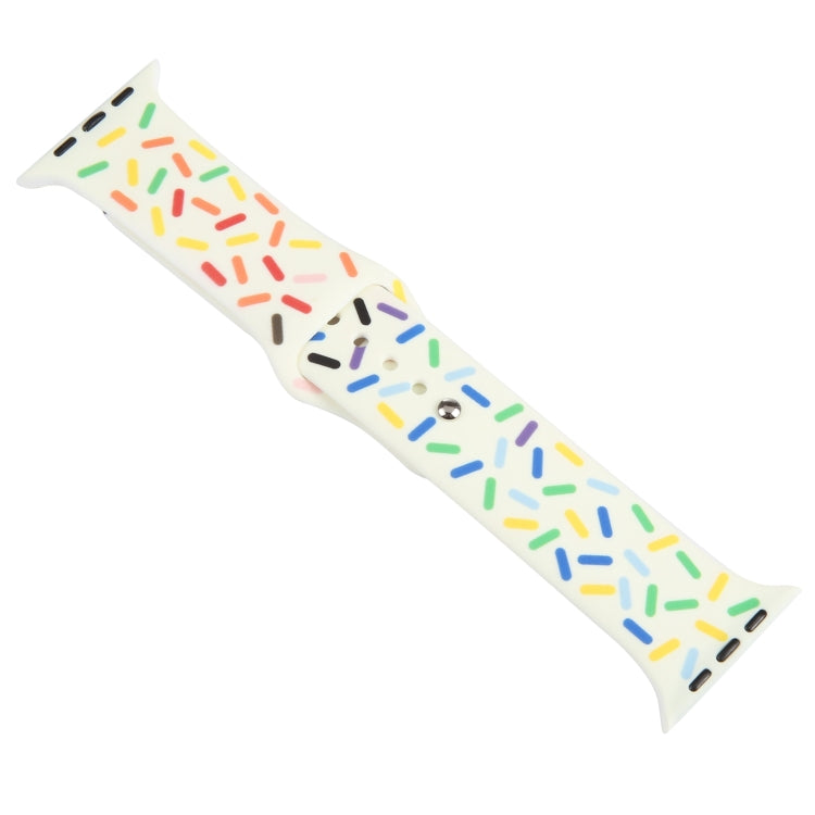 Rainbow Raindrops Silicone Watch Band For Apple Watch 4 40mm(Beige)