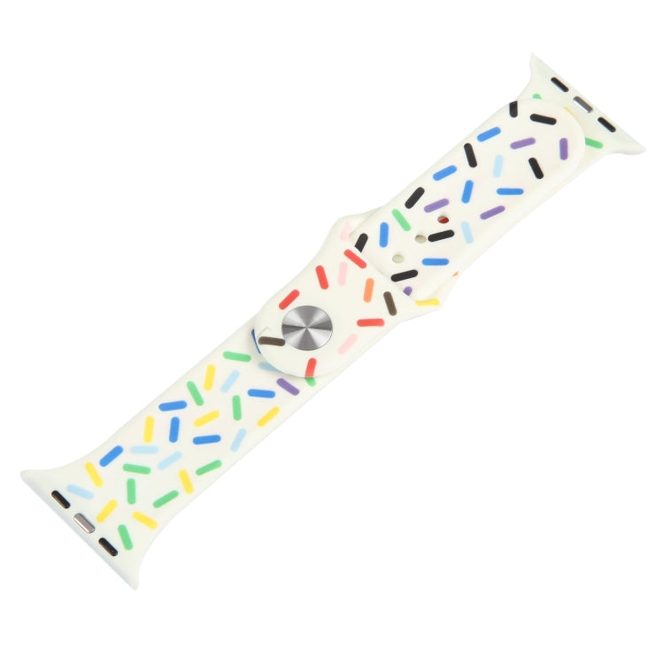 Rainbow Raindrops Silicone Watch Band For Apple Watch 3 38mm(Beige)