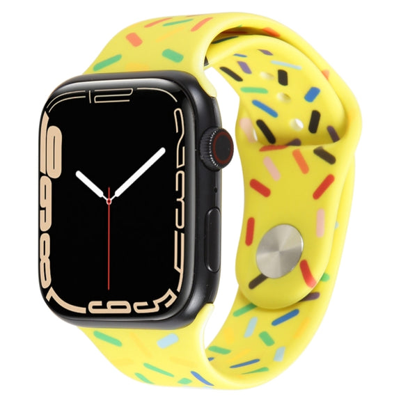 Rainbow Raindrops Silicone Watch Band For Apple Watch 2 38mm(Yellow)