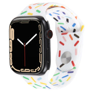 Rainbow Raindrops Silicone Watch Band For Apple Watch 2 42mm(White)