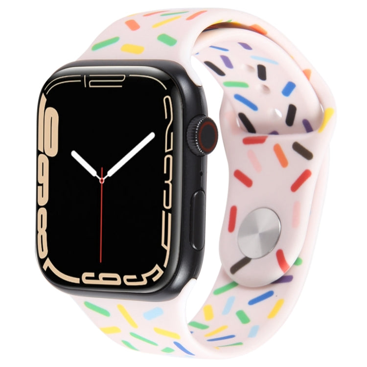 Rainbow Raindrops Silicone Watch Band For Apple Watch 38mm(Pink)