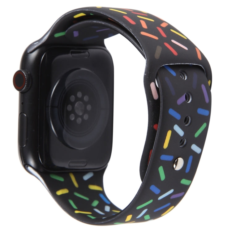 Rainbow Raindrops Silicone Watch Band For Apple Watch 42mm(Black)