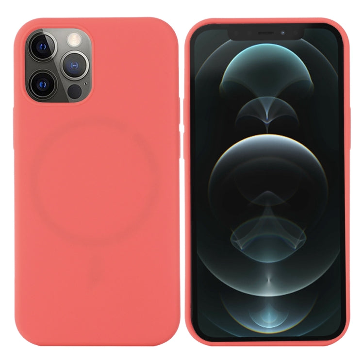 For iPhone 15 Pro Max Shockproof Silicone Magsafe Phone Case(Pink Orange)