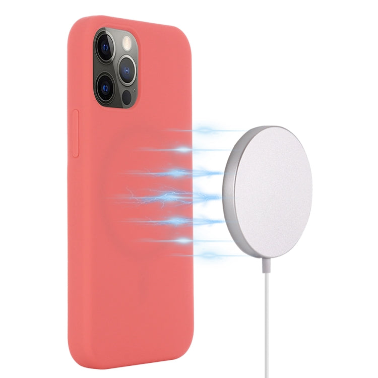 For iPhone 15 Pro Max Shockproof Silicone Magsafe Phone Case(Pink Orange)